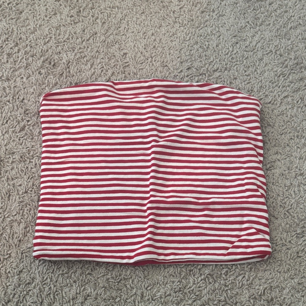 Brandy Melville Red and White Striped Crop Top